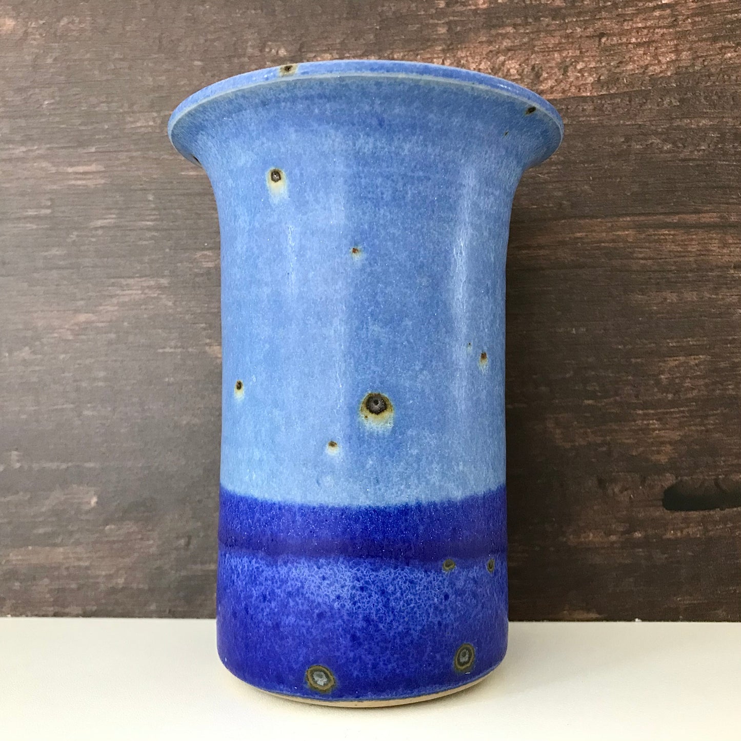 Tue Poulsen Blue Danish Studio Pottery Vase Haresfur Glaze