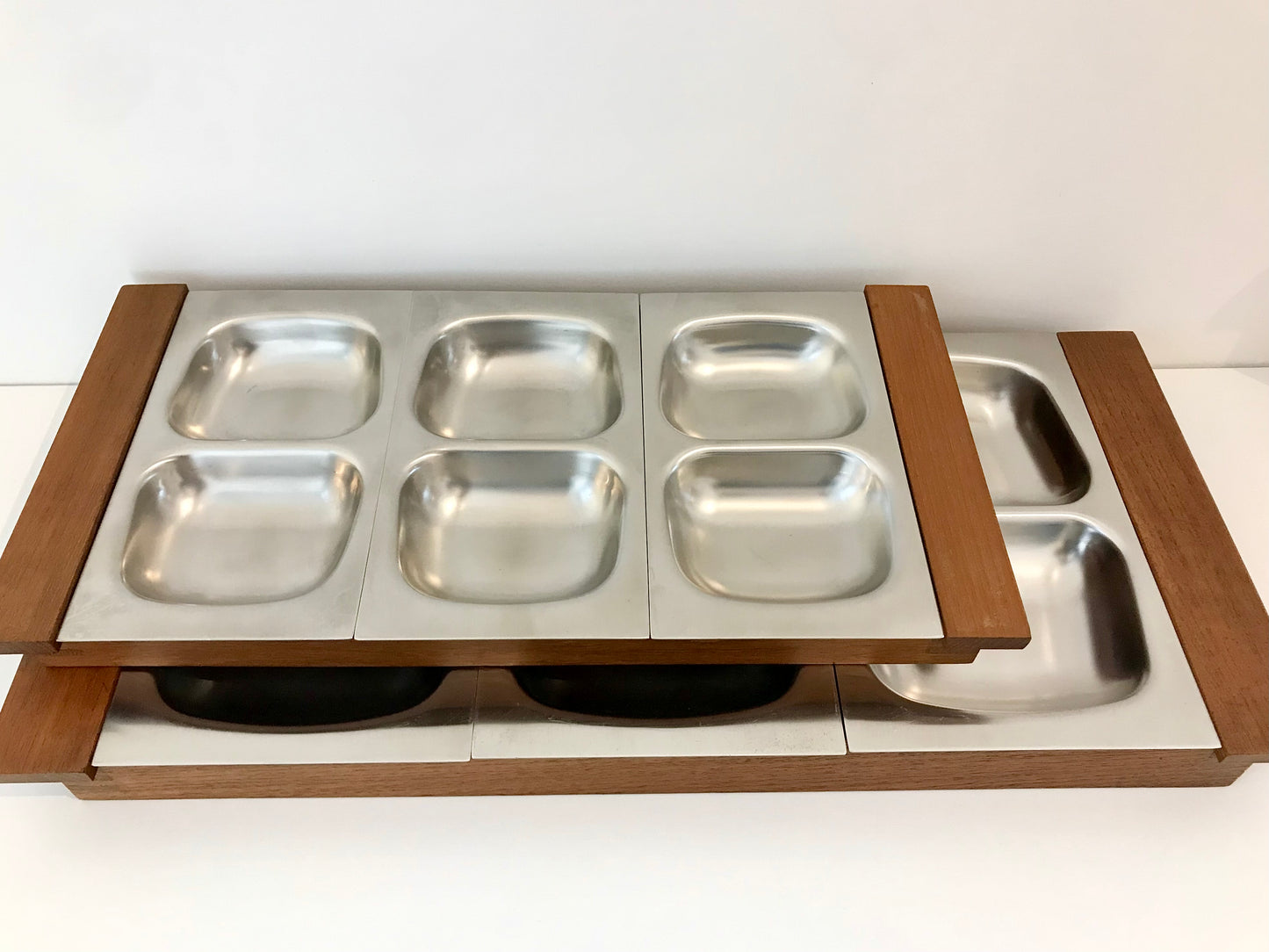 Old Hall Robert Welch Teak Steel Tray Serving Snack Hors D'Oeuvres British English 1960s