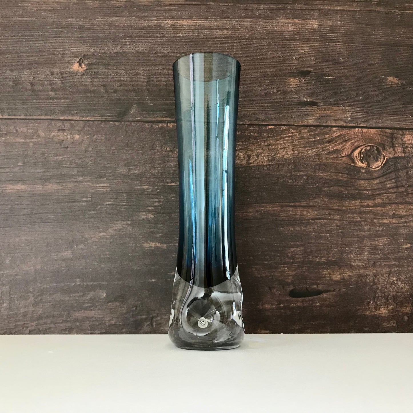 Aseda Swedish Midnight Blue Glass Bud Vase Bo Borgstrom 1970s Vintage Retro Scandinavian