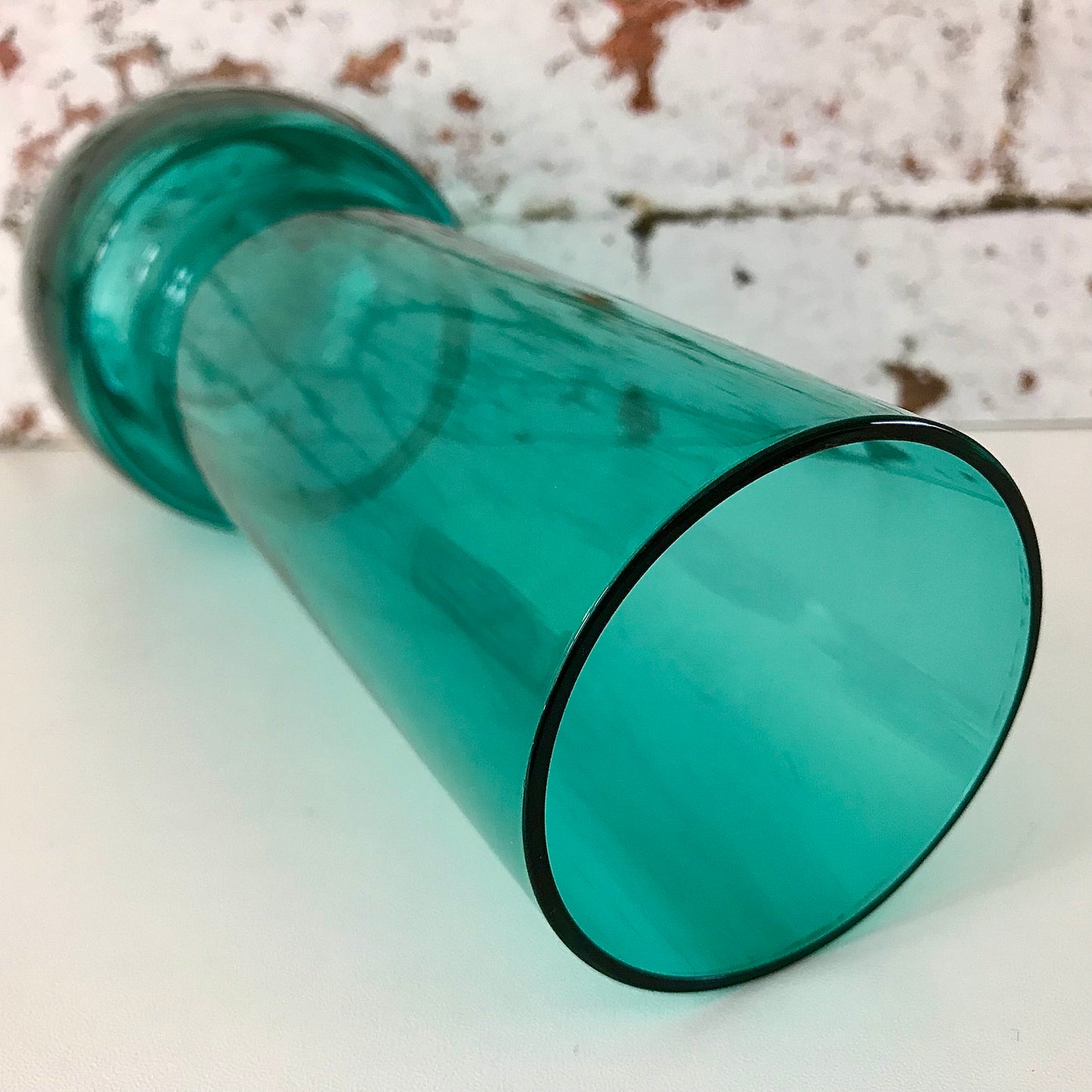 Riihimaki Turquoise Glass Vase 1970s Vintage Scandinavian Finnish 1473